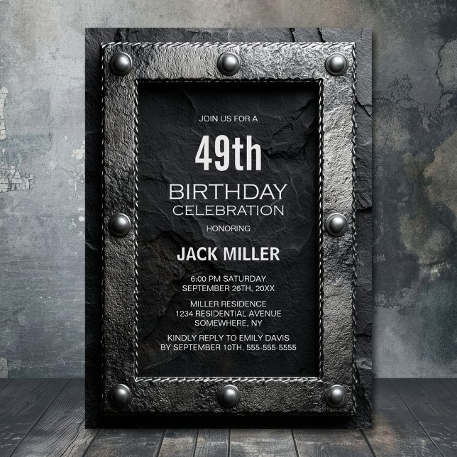 Silver Frame Black Slate Any Age Birthday Party Inbjudningar (Skapare uppladdad)