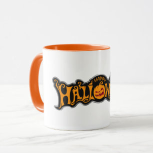 Silver Framed Happy halloween Ruby Eyed Pumpkin Mugg