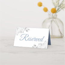 Silver Frills Blue White Elegant bröllop Reserved