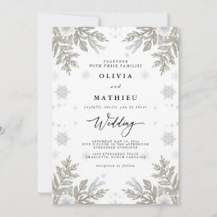 Silver Frosted Winter Wedding Inbjudningar