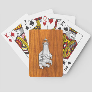 Silver fyr på Teak Wood Stil Spel Kort