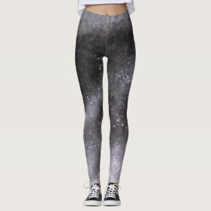 Silver Galaxy Glitter Abstrakt Leggings
