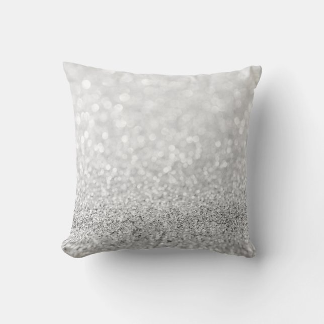 Silver Gay Glitter Sparkly Metallic White Delicate Kudde (Framsida)