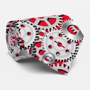 Silver Gears on Red Steampunk Engineering Gearhead Slips