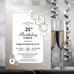 Silver Geometric 21:a födelsedagen Party Inbjudningar<br><div class="desc">Organisera och inbjudan dina vänner och nära vänner till din 21:a födelsedag party med den här snyggten silver sexkantiga geometriska födelsedagsfest inbjudan.</div>