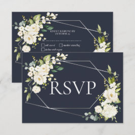 Silver Geometric Blue White Blommigt OSA Kort
