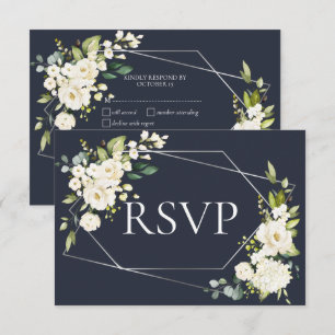 Silver Geometric Blue White Blommigt OSA Kort