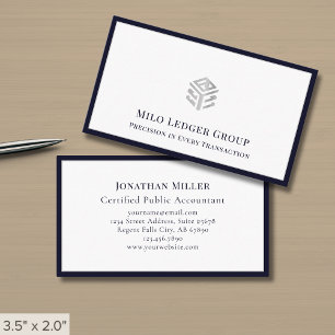 Silver Geometric Logotyp Navy Blue Gräns Visitkort