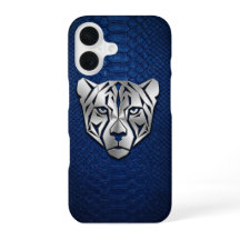 Silver Geometrisk Leopard Blå Ormhud iPhone 16