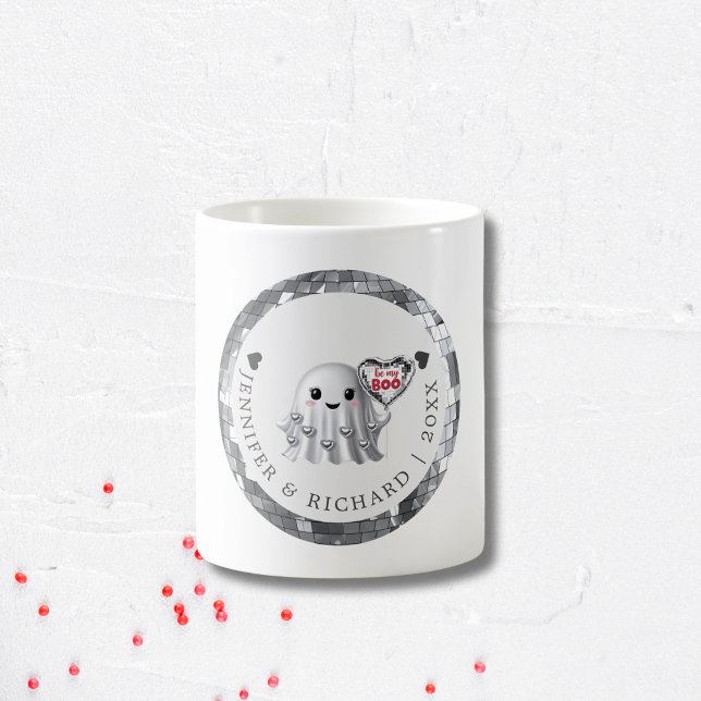 Silver Ghost Valentine Design Mönster Kaffemugg (Personalized Valentine's Day Mug)