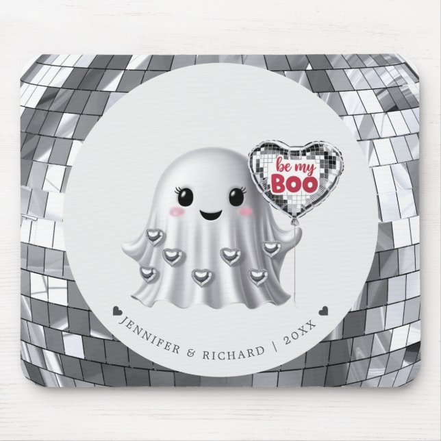Silver Ghost Valentine med Namn År Mönster Musmatta (Framsidan)