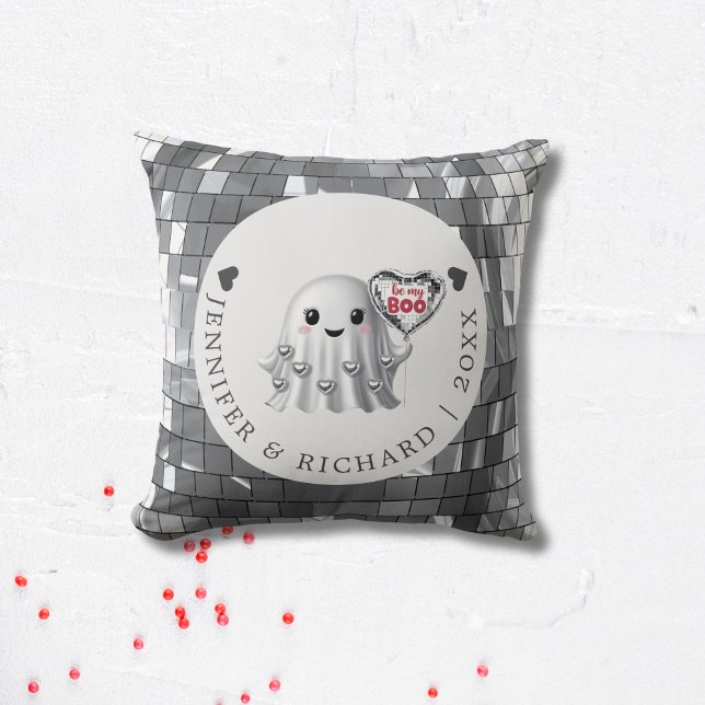 Silver Ghost Valentine S Design Mönster Kudde (Custom Valentine's Day - Silver Disco Design Throw Pillow)