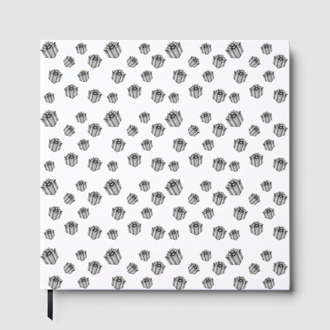 Silver Gift Boxes Elegant Holiday Premium Party Gästböcker (Framsida)