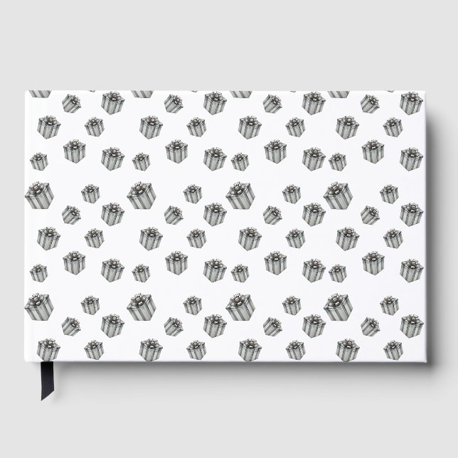 Silver Gift Boxes Elegant Holiday Premium Party Gästböcker (Framsida)
