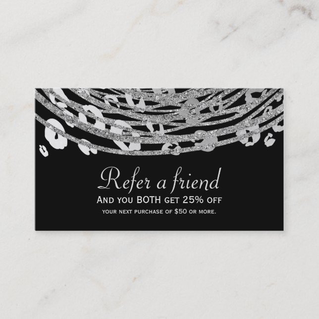 Silver Glam Cheetah Print Exotic Refa Friend Rabattkort (Framsida)