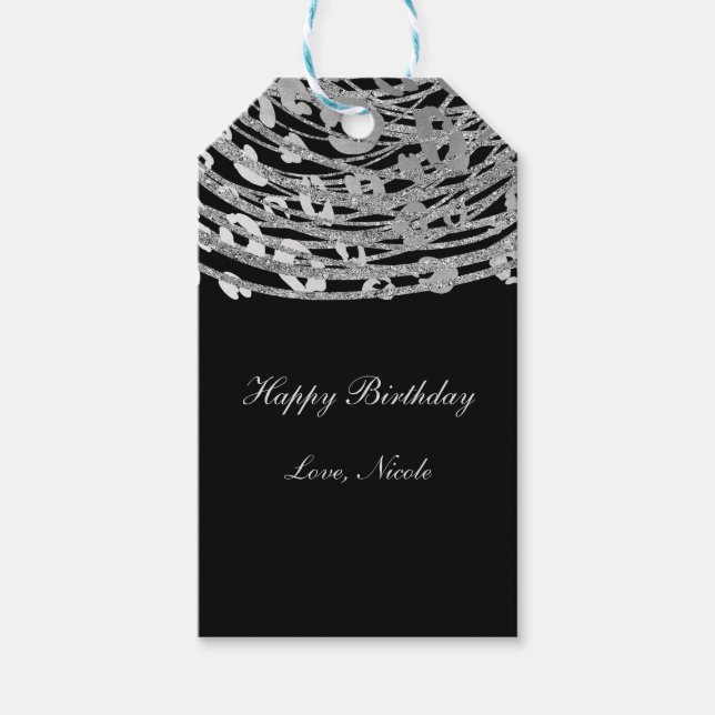 Silver Glam Cheetah Skriv ut Exotic Animal Print Presentetikett (Framsidan)