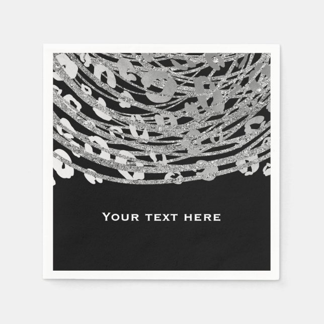 Silver Glam Cheetah Skriv ut Exotic Print Party Pappersservett (Framsidan)