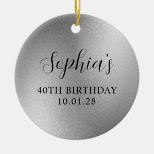 Silver Glam Foil 40th Birthday Photo Julgransprydnad Keramik