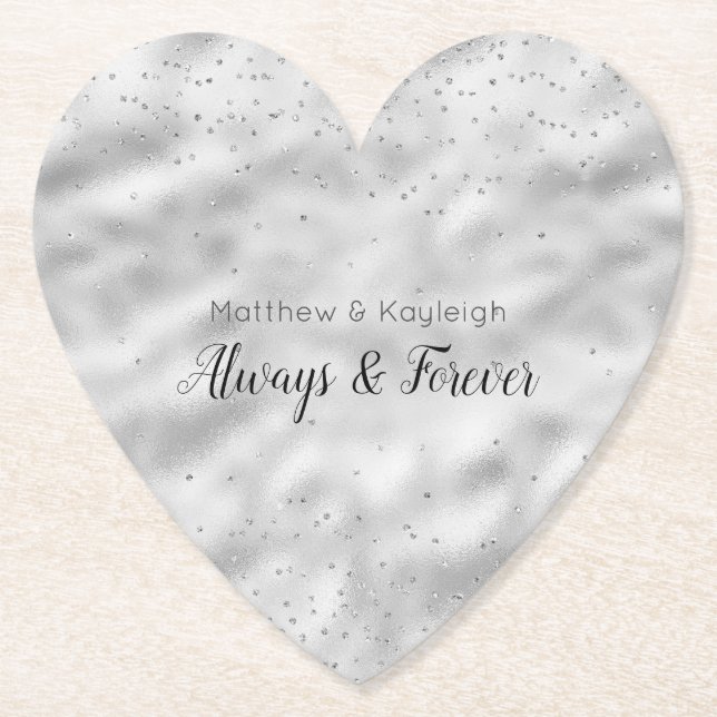 Silver Glam Glitter Konfetti Underlägg Papper (Framsida)