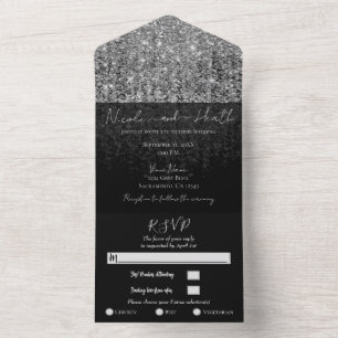 Silver Glam Glitter Modern Chic Gnistrande Bröllop