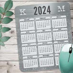 Silver Glam Gnistra Monogram Namn 2024 Kalender Musmatta