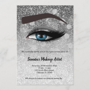 Silver glam lash öga Makeup-artist Inbjudningar