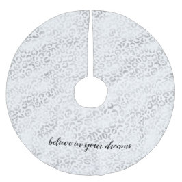 Silver Glam Leopard Print personlig Julgransmatta Borstad Polyester