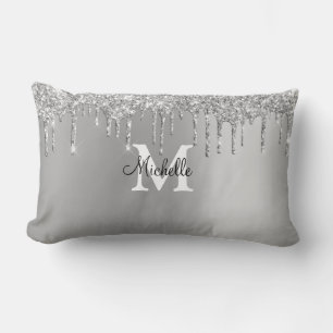 Silver Glam och Glitter Personligen Lumbarkudde