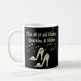 SILVER GLAMOROUS 40 BIRTHDAY DESIGN KAFFEMUGG