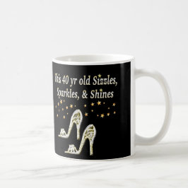 SILVER GLAMOROUS 40 BIRTHDAY DESIGN KAFFEMUGG