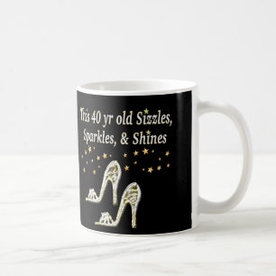 SILVER GLAMOROUS 40 BIRTHDAY DESIGN KAFFEMUGG