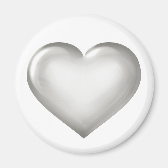 Silver Glass Heart Magnet (Framsidan)