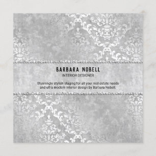 Silver Glimmer Damask Elegant bröllop Inbjudningar