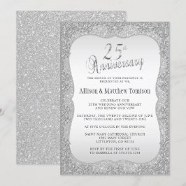 Silver Glitter 25-års bröllopsjubileum | Gör-det-s Inbjudningar