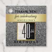 Silver Glitter 40-årsdag Tack