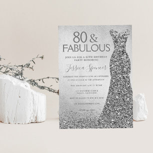 Silver Glitter, 80 och fantastiska 80:e födelsedag Inbjudningar