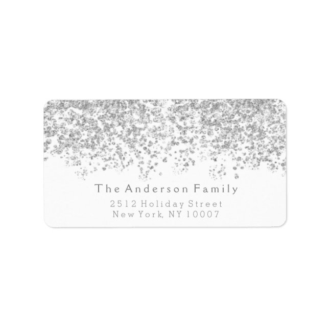 Silver glitter adressetikett (Framsidan)