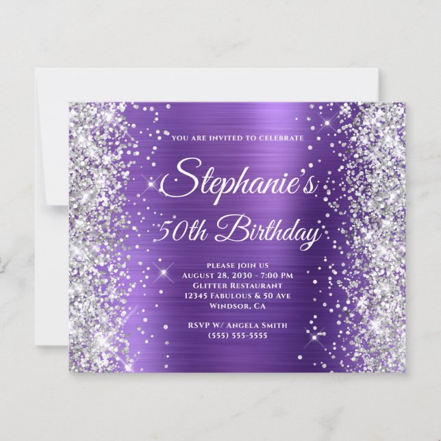 Silver Glitter Amethyst Folie 50-årsfirande (Framsida)