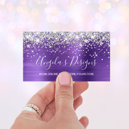 Silver Glitter Amethyst Folie Webbutik Visitkort