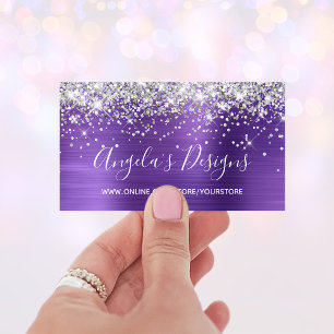 Silver Glitter Amethyst Folie Webbutik Visitkort