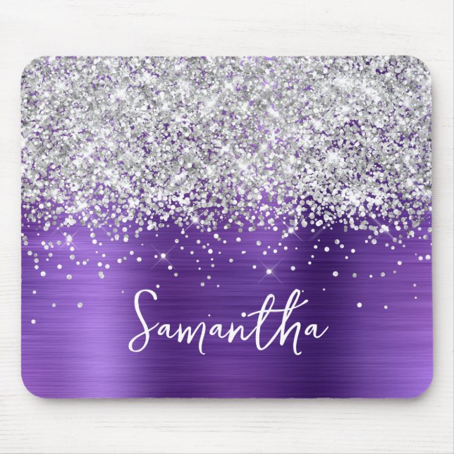 Silver Glitter Amethyst Glam Namn Musmatta (Framsidan)
