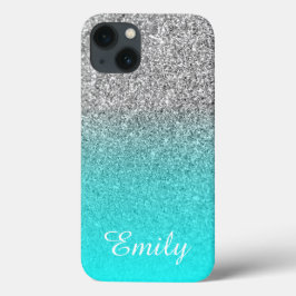 Silver Glitter Aqua Ombre Personlig