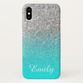 Silver Glitter Aqua Ombre Personlig