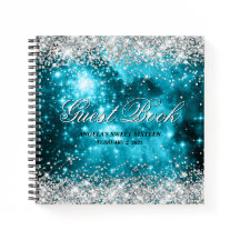 Silver Glitter Aqua Teal Celestial Birthday Guest