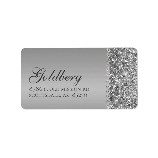 Silver Glitter Bat mitzvah Adressetikett (Framsidan)