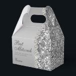 Silver Glitter Bat mitzvah Presentaskar<br><div class="desc">Det fantastiska Bat mitzvah tacket för silver glitter och diamanter som ni föredrar skulle vara perfekt för er händelse. Det skulle vara underbart för ett godis station, för ett tack till bord eller för varje ställe med en tjänst. Se till att du beställer tillräckligt för alla dina gäster. Det ingår...</div>