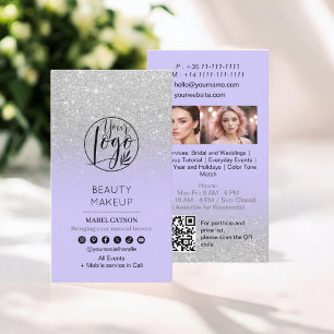 Silver glitter Beauty Makeup Artist Photos QR-kod Visitkort