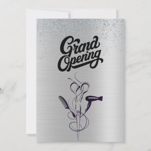 Silver Glitter Beauty Salon Storöppning Inbjudningar