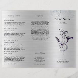 Silver Glitter Beauty Salon Trifold Broschyr