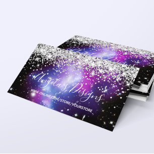 Silver Glitter Blå Lila Galaxy Webbutik Visitkort